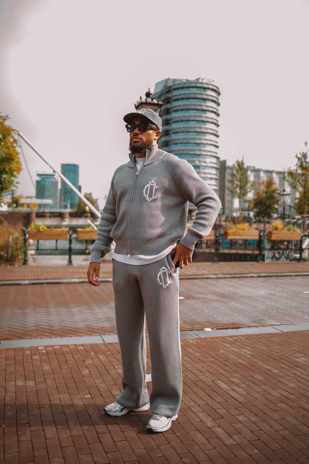 Cardair CD Emblem Knit Track Top - Grey — S — Top View
