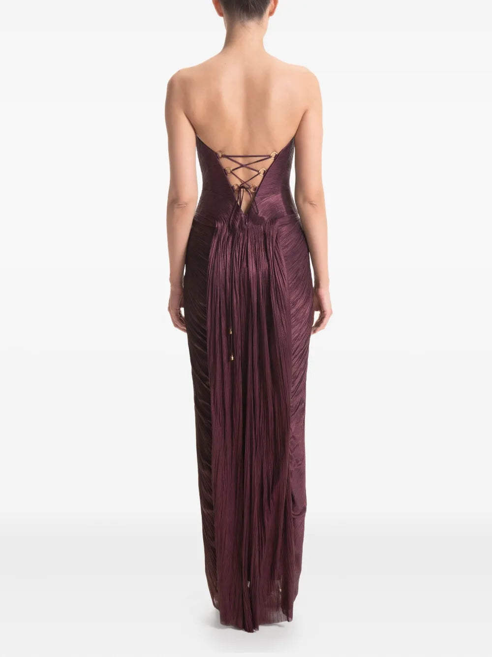 Maria Lucia Hohan Andora Pleated Strapless Gown