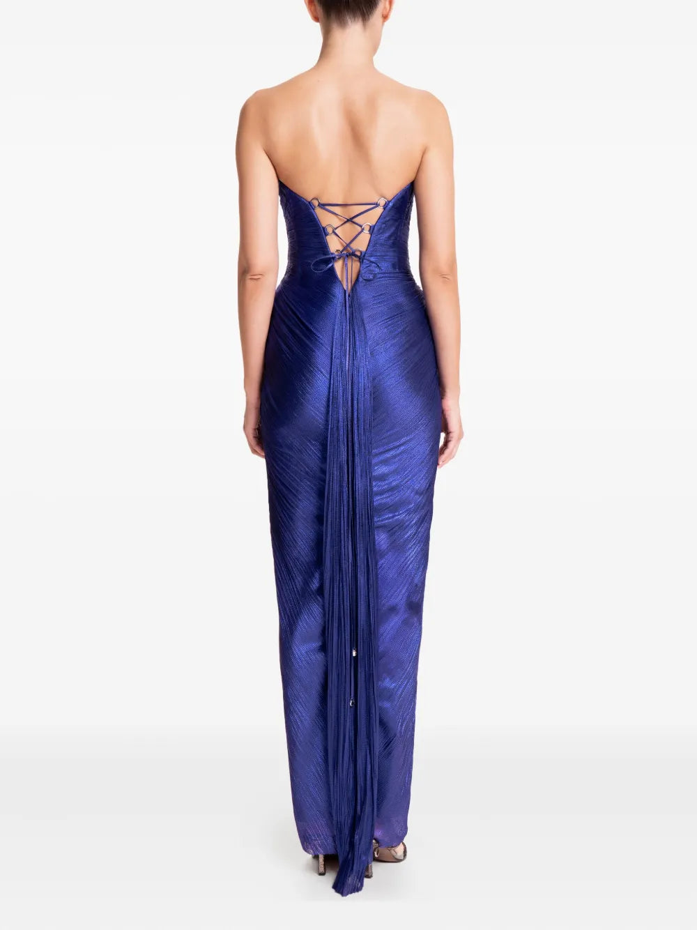 Maria Lucia Hohan Alessandra Strapless Lace-Up Maxi Dress