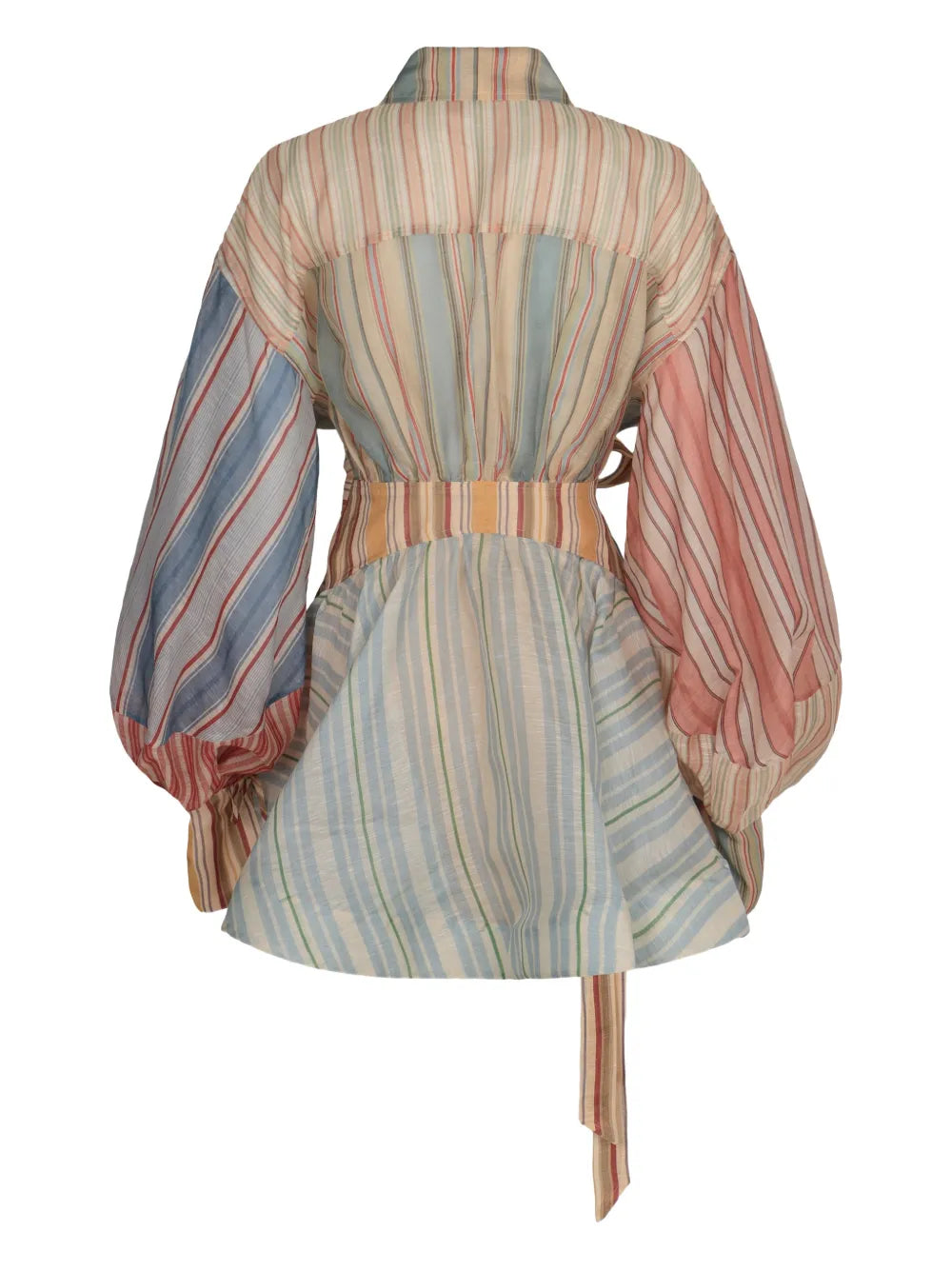 ZIMMERMANN Rebellion Striped Puff-Sleeve Mini Dress