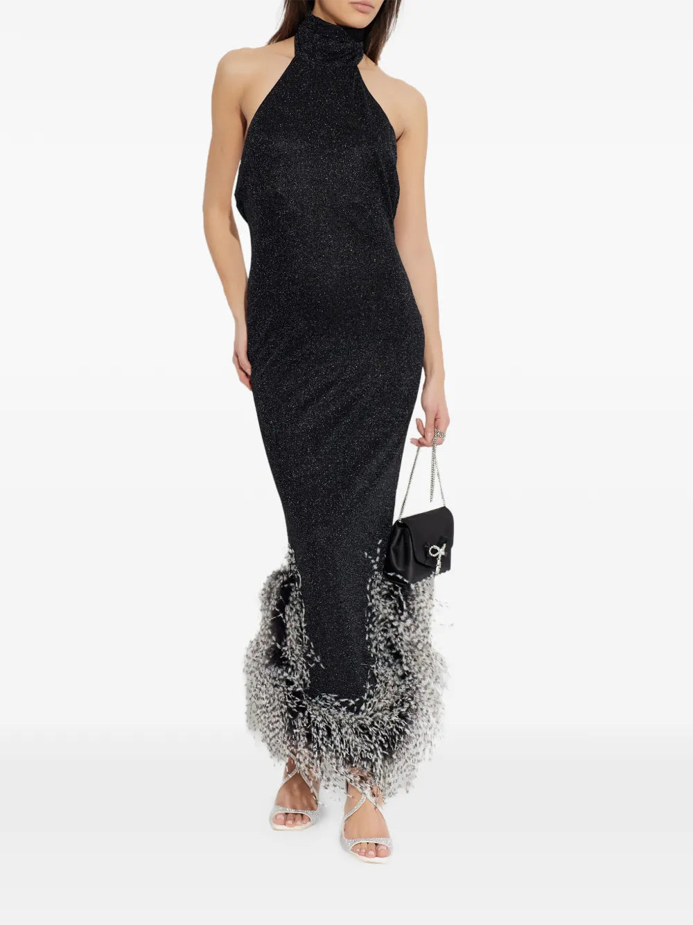 Os?ee Feather Halterneck Dress