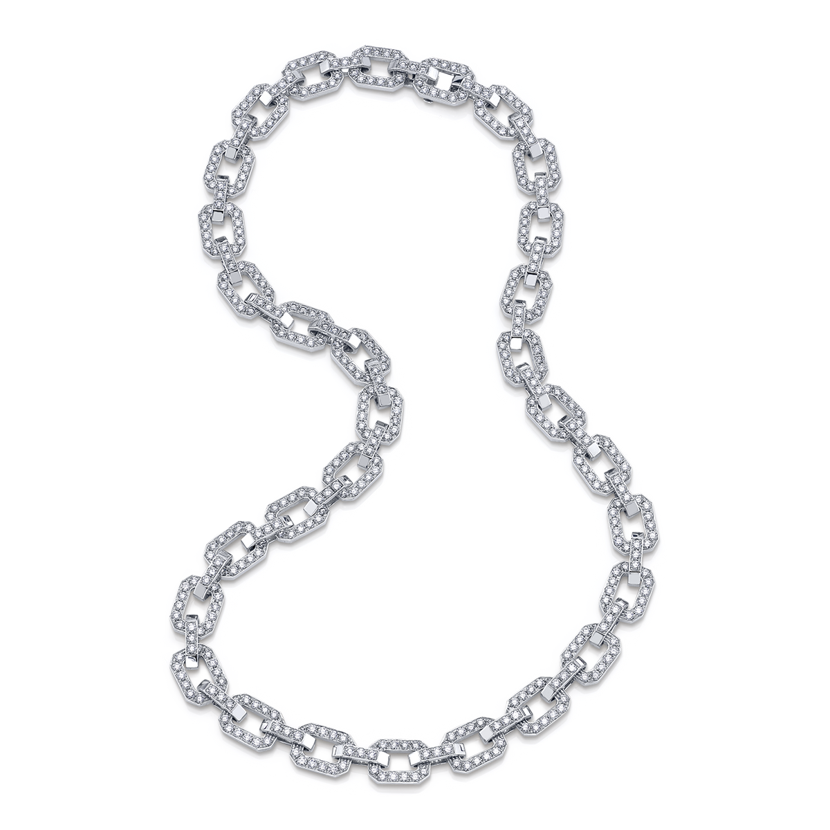 deBoulle Collection Linkedin Necklace with Diamonds in White Gold