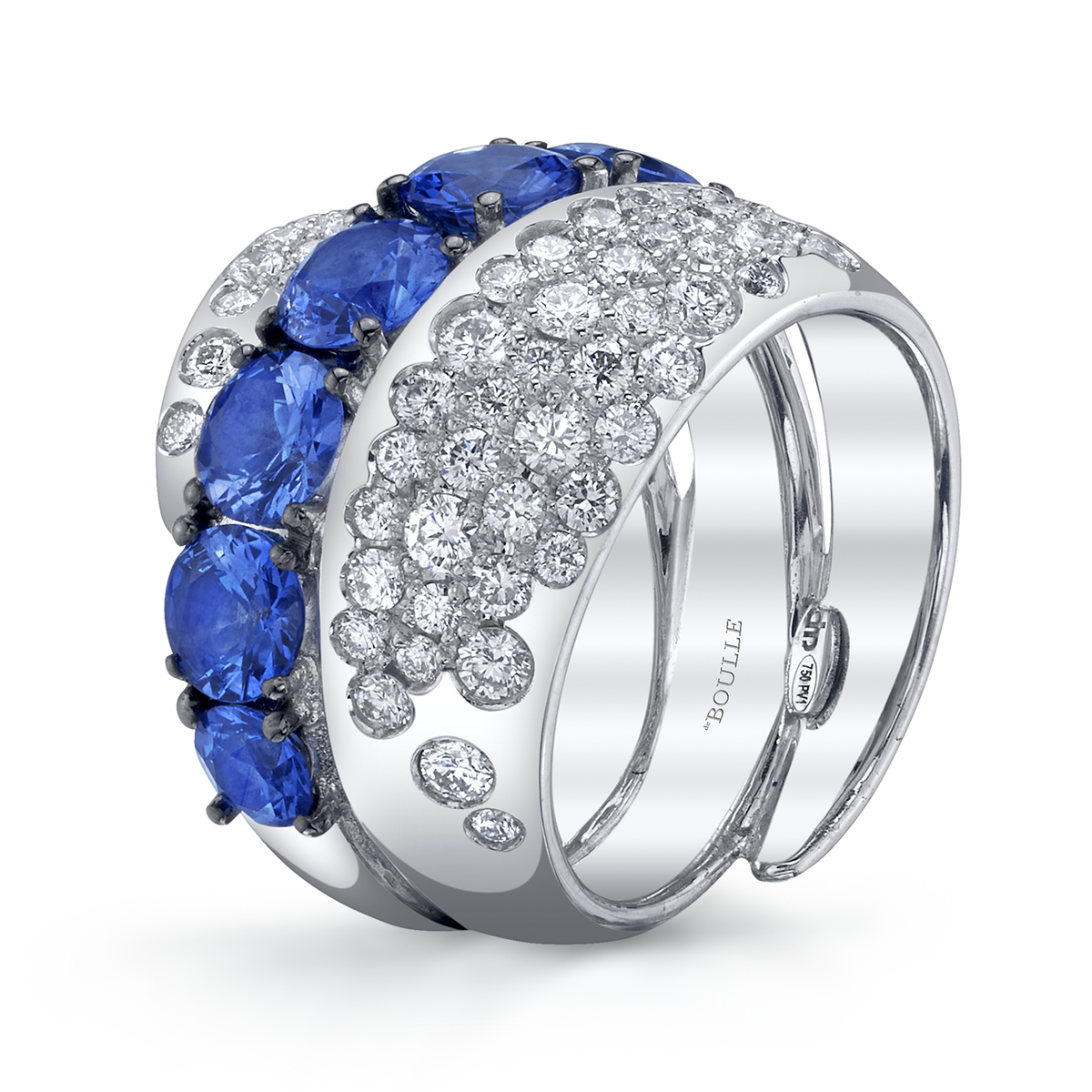 deBoulle Collection Three Row Sapphire and Diamond Ring
