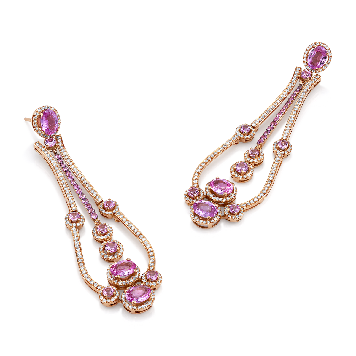deBoulle Collection Pink Dangle Sapphire Earrings