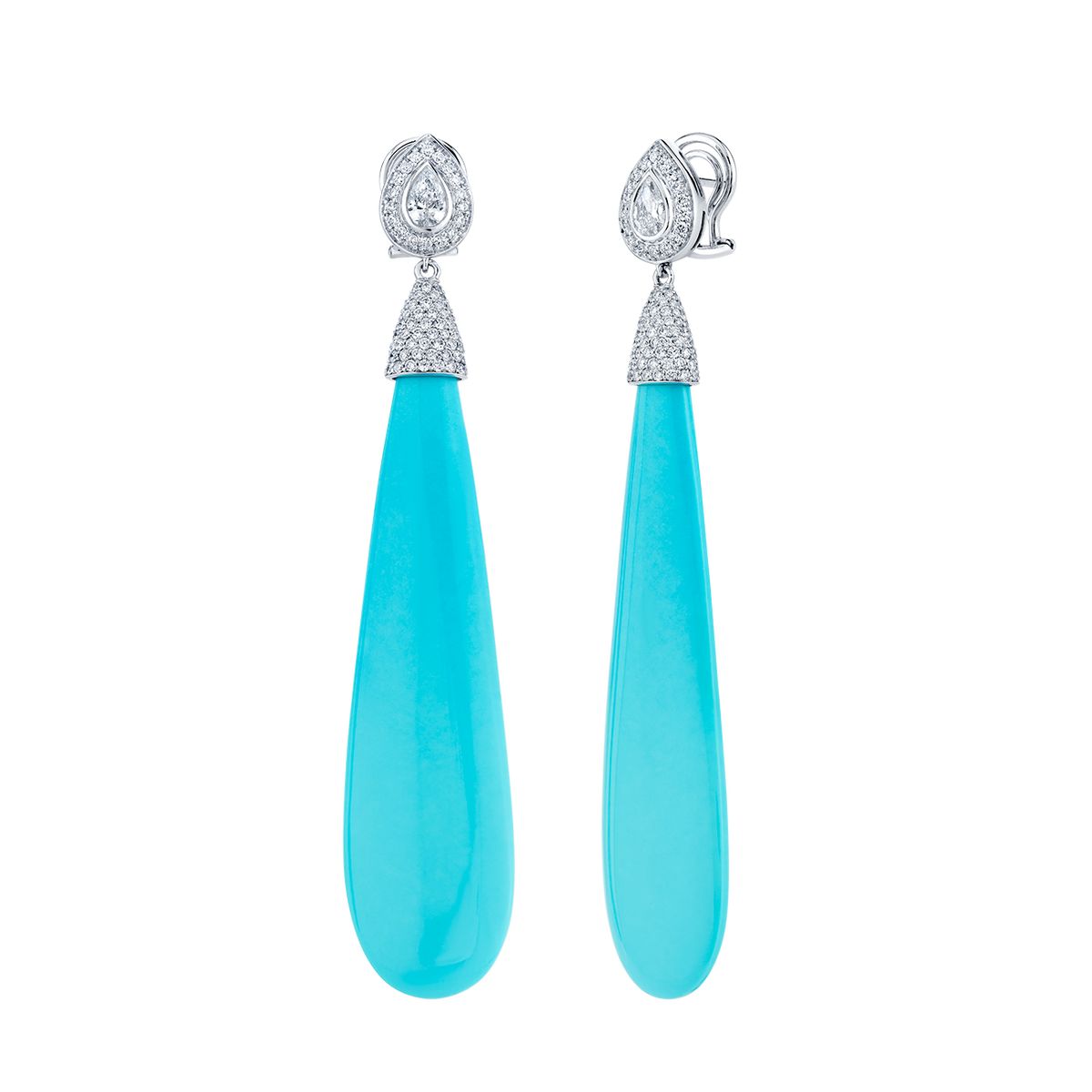 deBoulle High Jewelry Collection Turquoise Diamond Drop Earrings