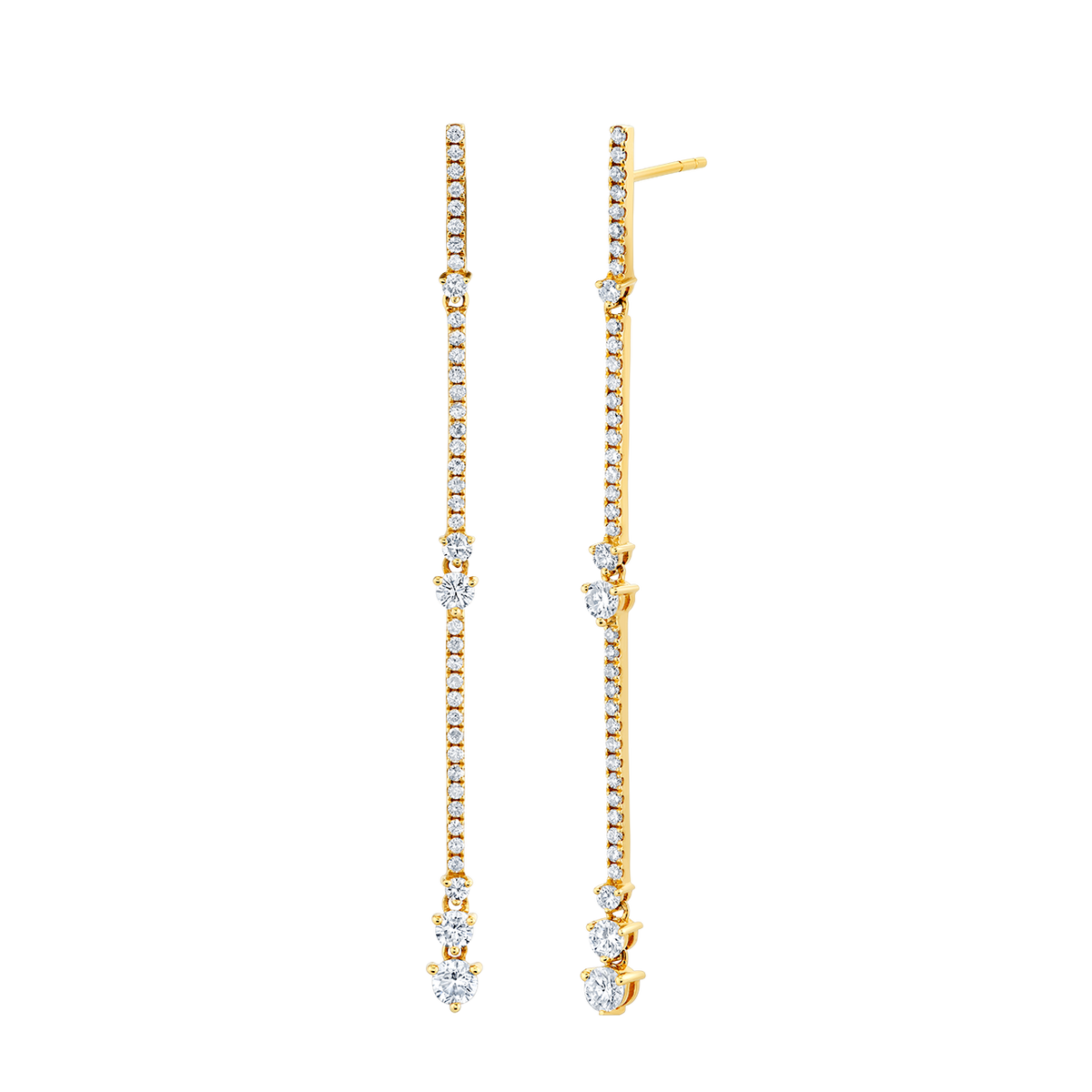 deBoulle Collection Linear Dangle Earrings in Yellow Gold