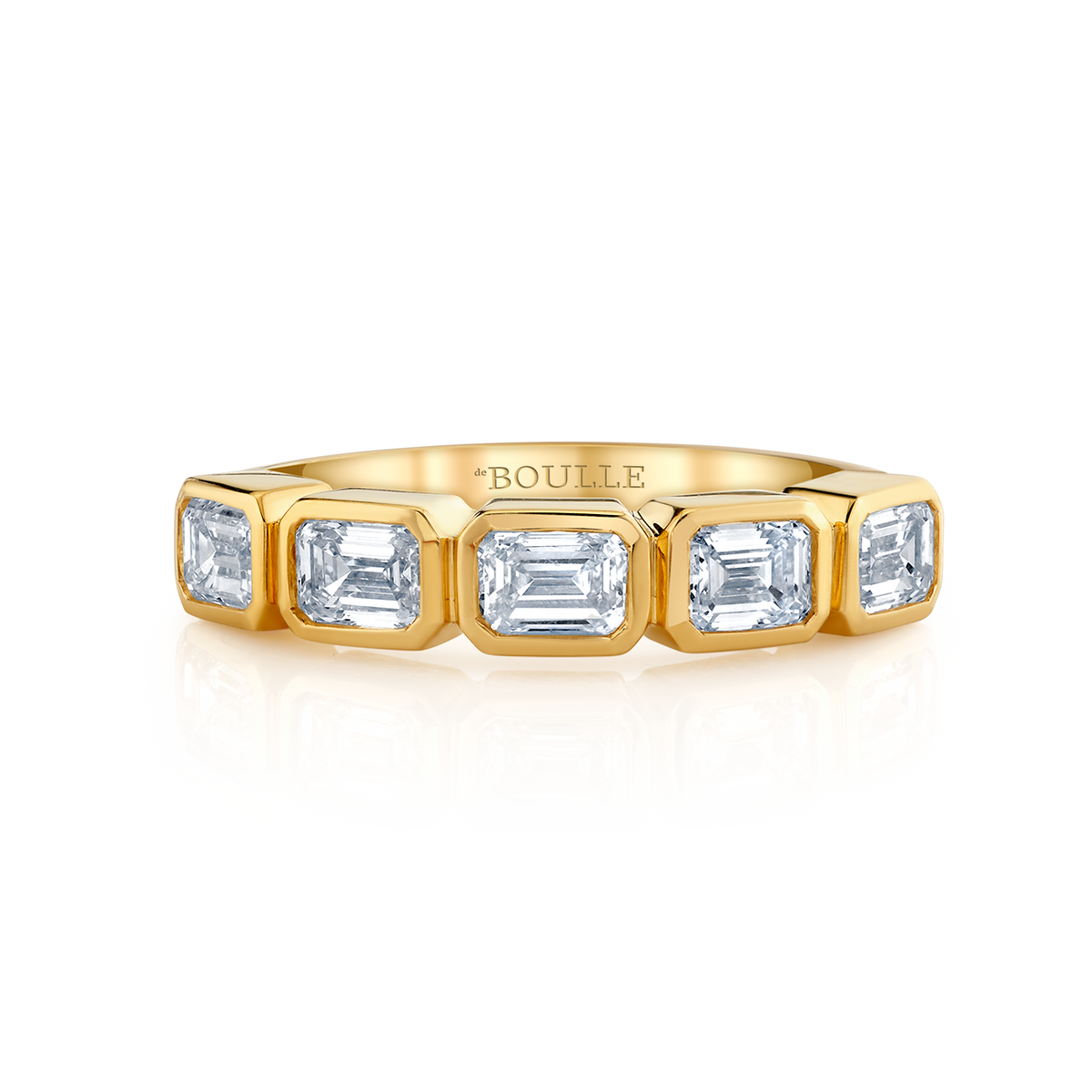 deBoulle Collection Classic Five Diamond Emerald Ring