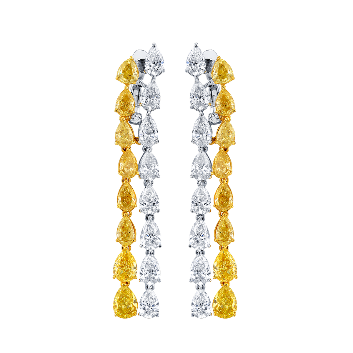 deBoulle Collection Yellow and White Diamond Dangle Earrings
