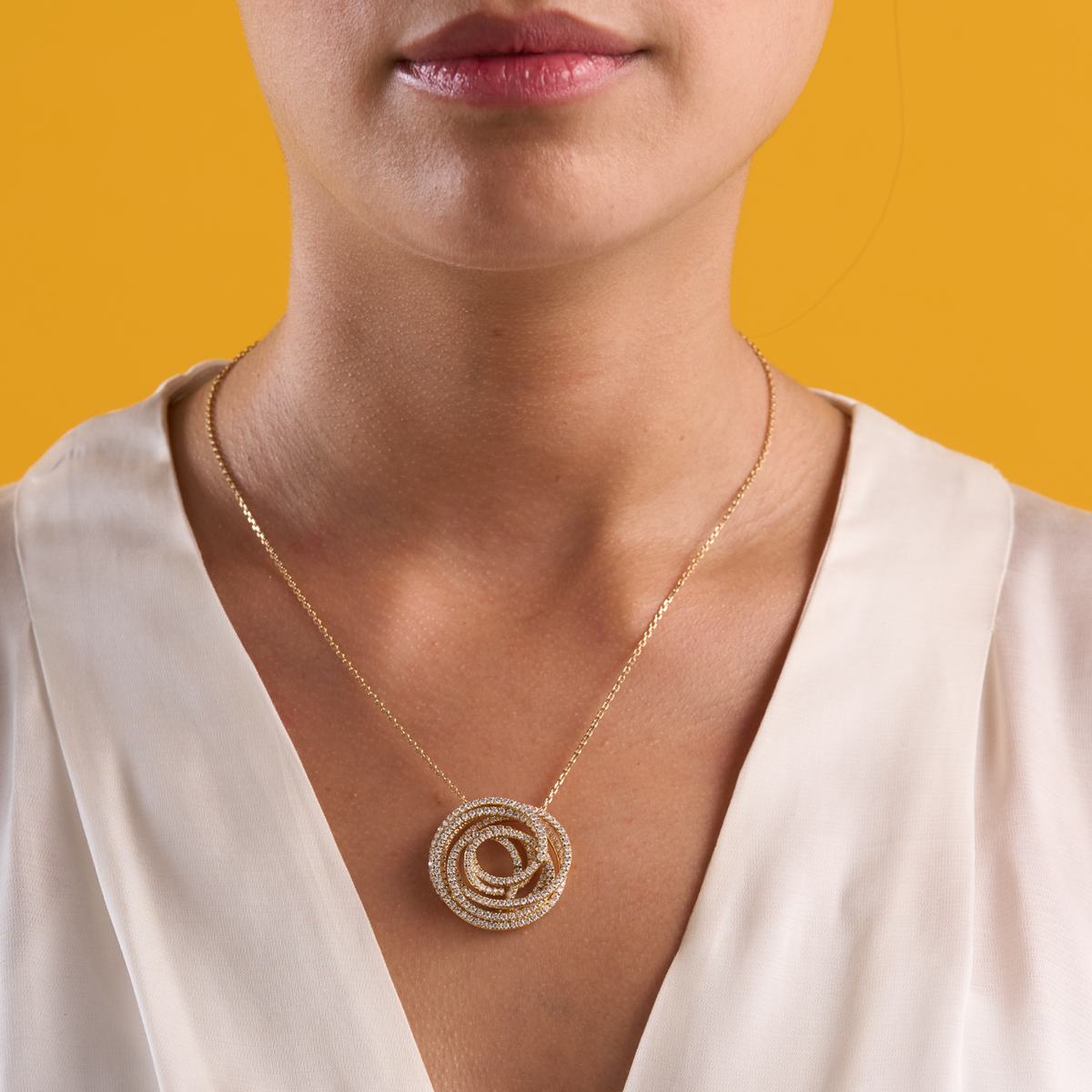 deBoulle Collection Twisted Diamond Pendant in White Gold