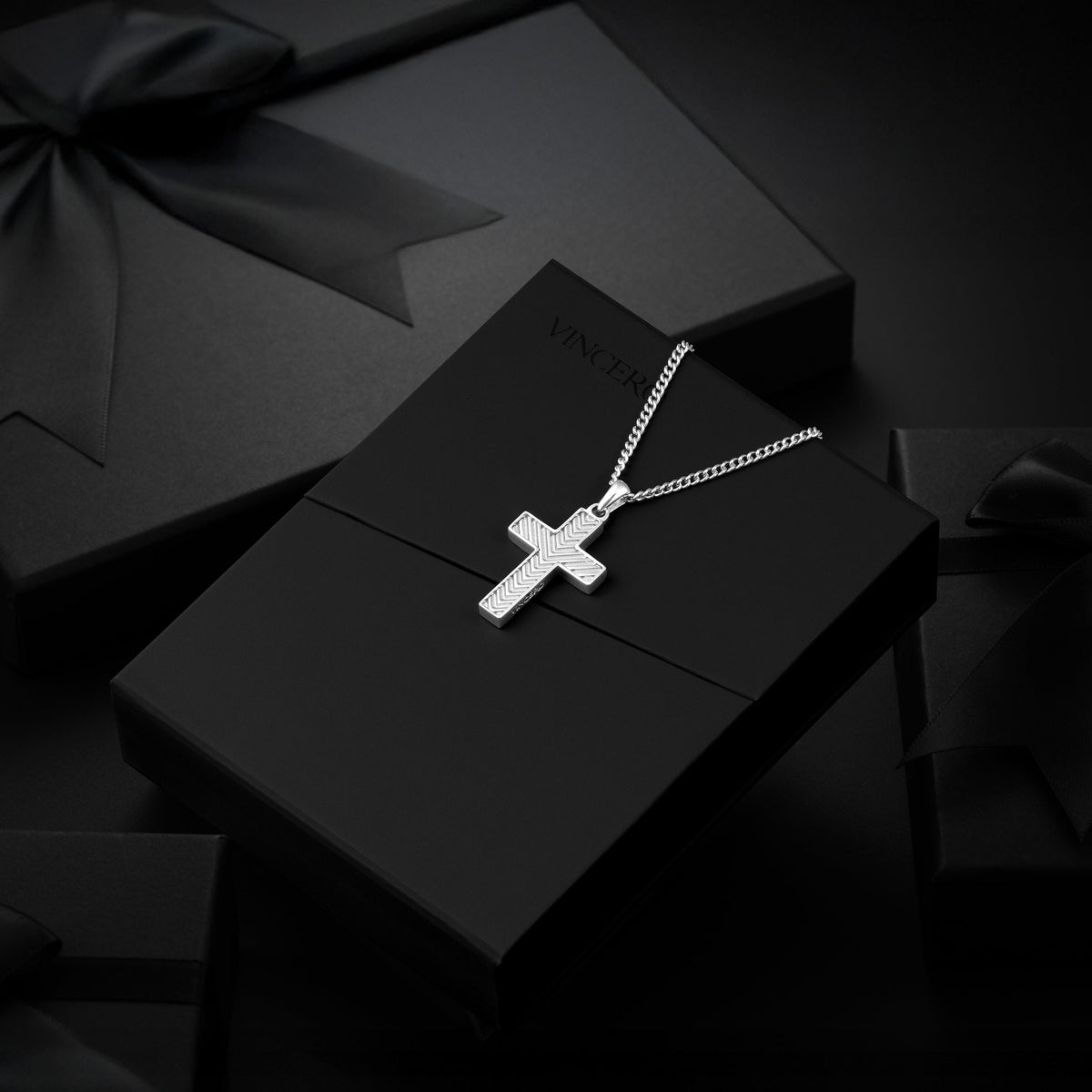 Chevron Cross Pendant - Silver