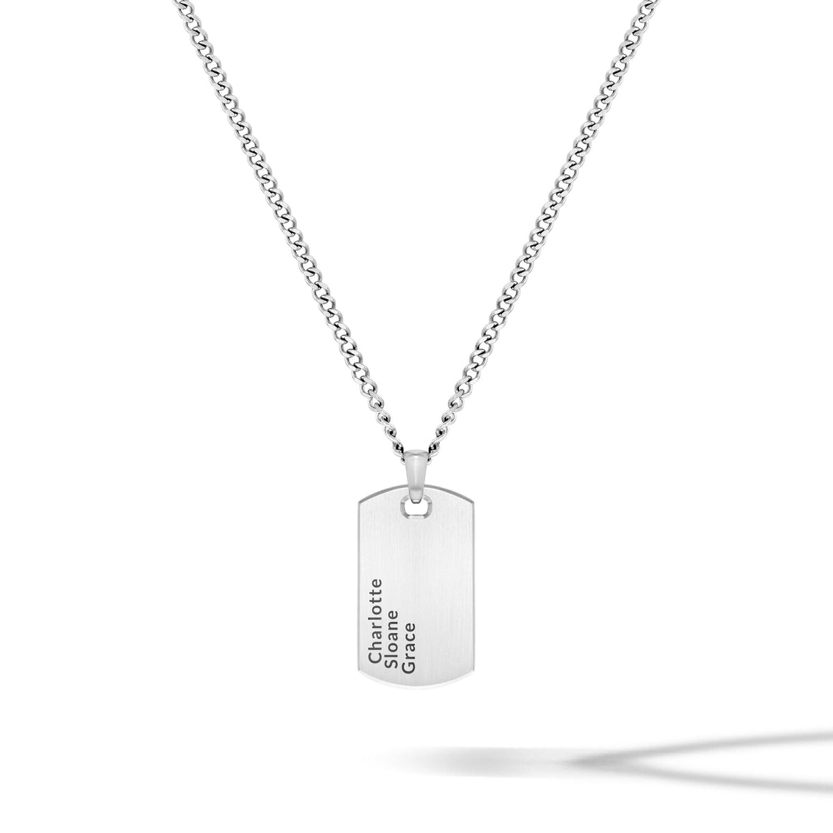 Beveled Tag Pendant - Silver