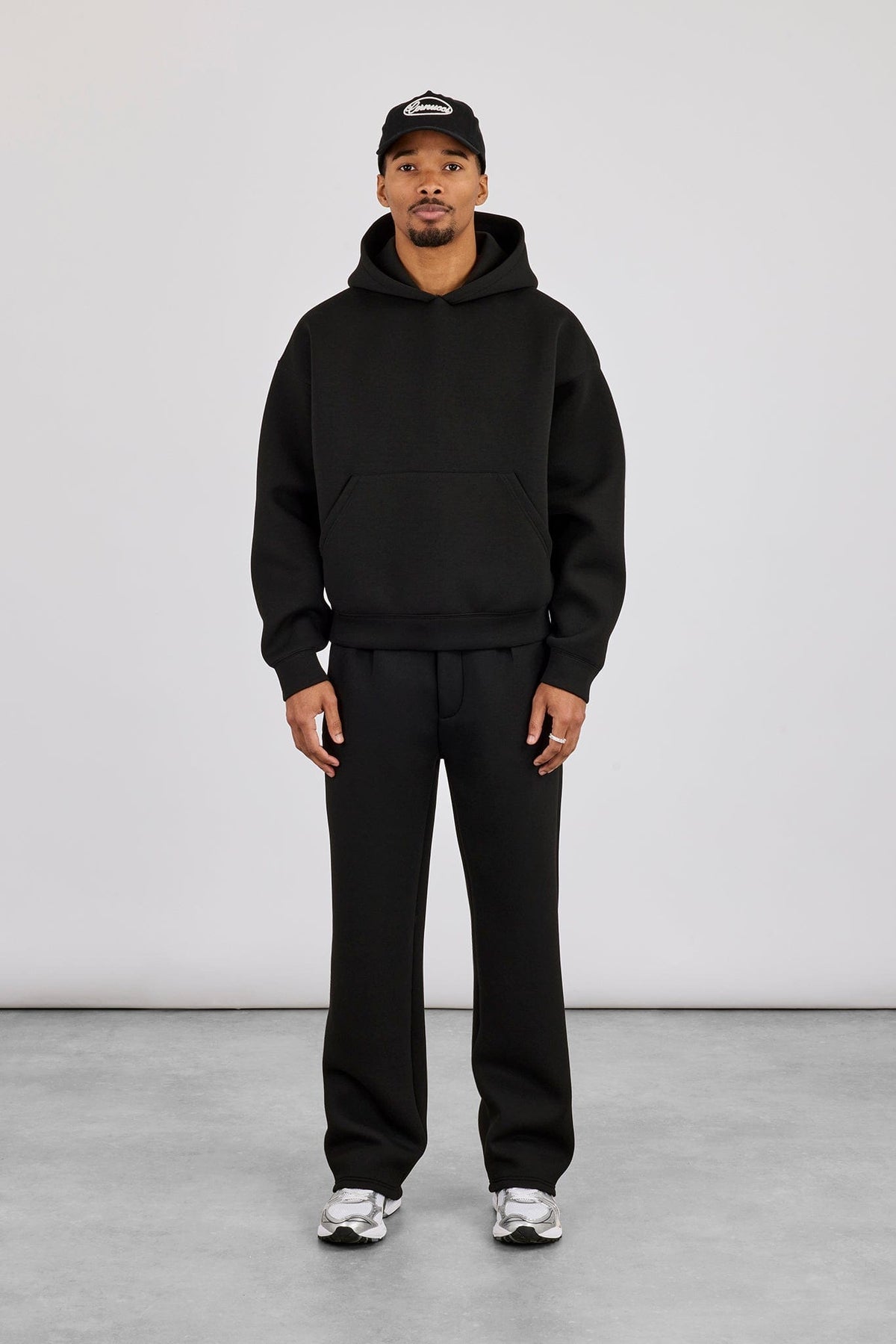 Cernucci Scuba Boxy Hoodie & Relaxed Trouser - Black — S — Size S — Top View