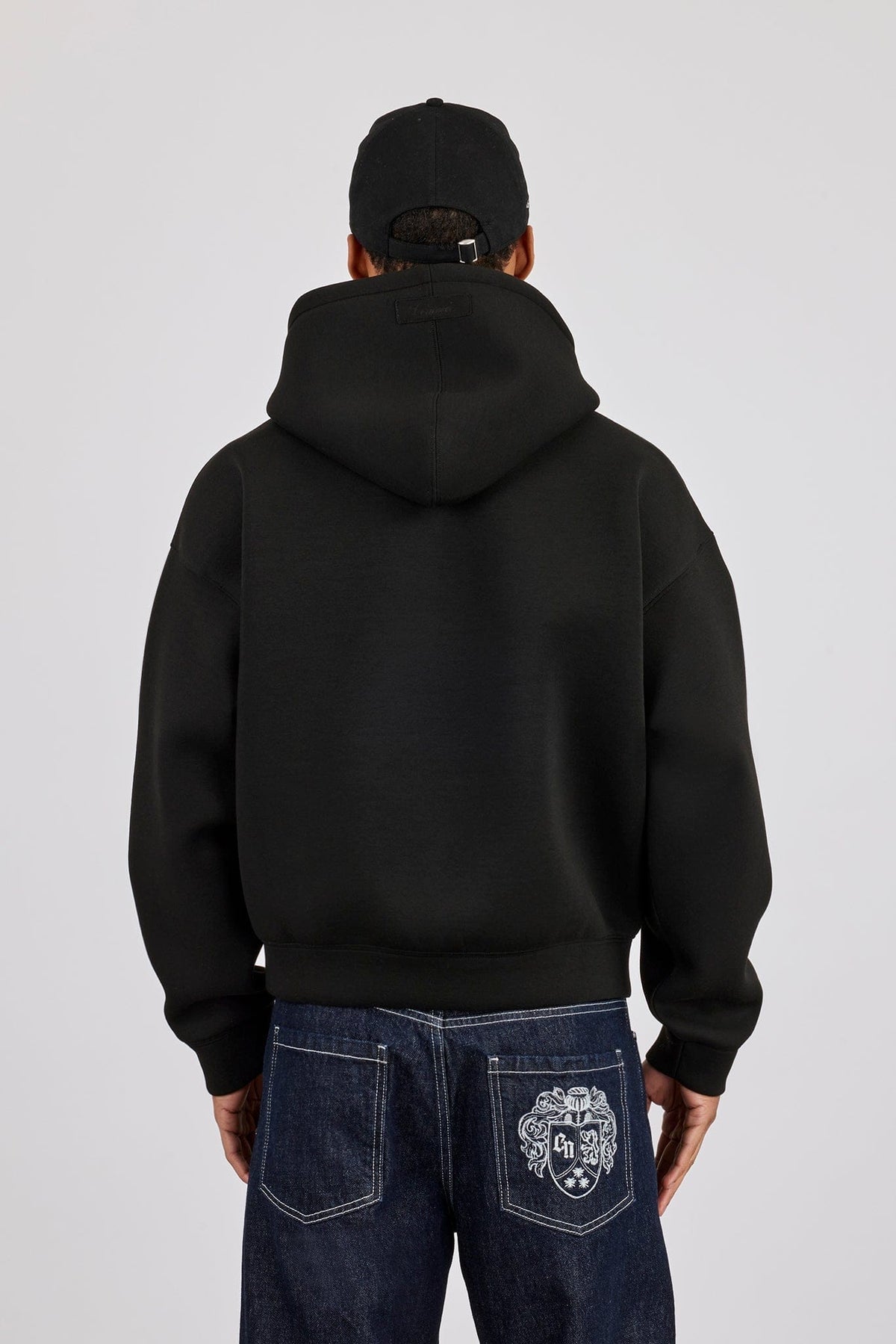 Cernucci Scuba Boxy Hoodie - Black — S — Top View