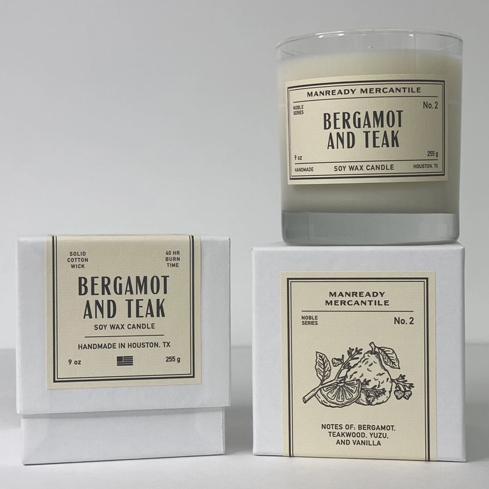 Manready Mercantile Noble Series Soy Candle "Bergamot + Teak"