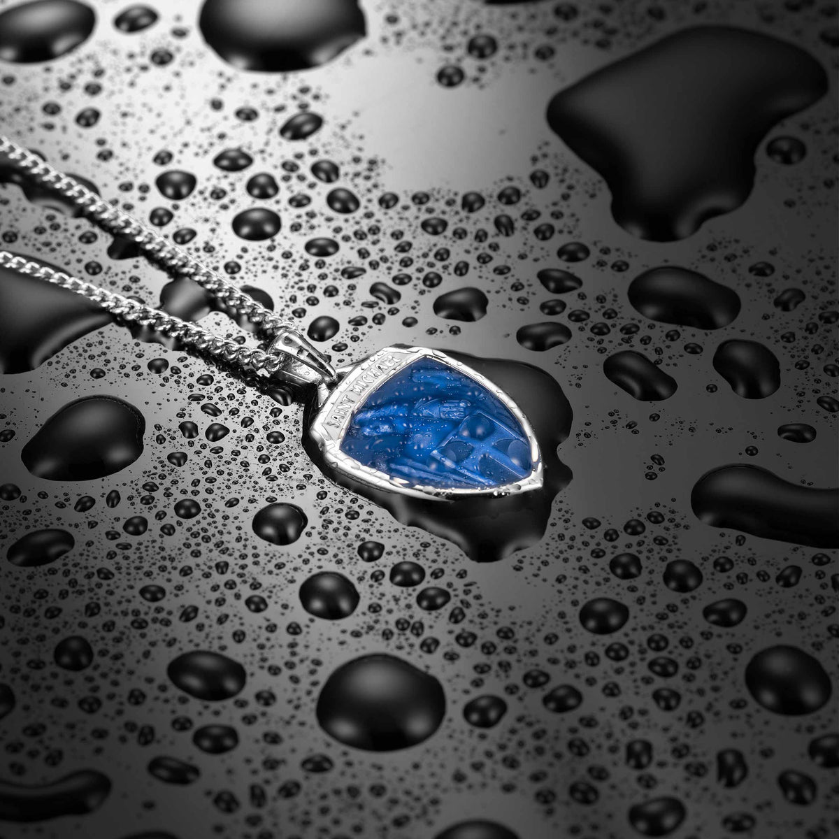 St. Michael Amulet - Sapphire Blue
