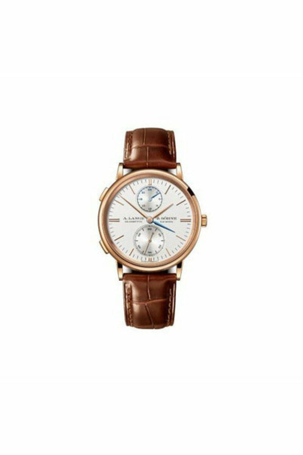 a. lange & sohne saxonia dual time 38.5mm 18kt rose gold men's watch ref. 386.032