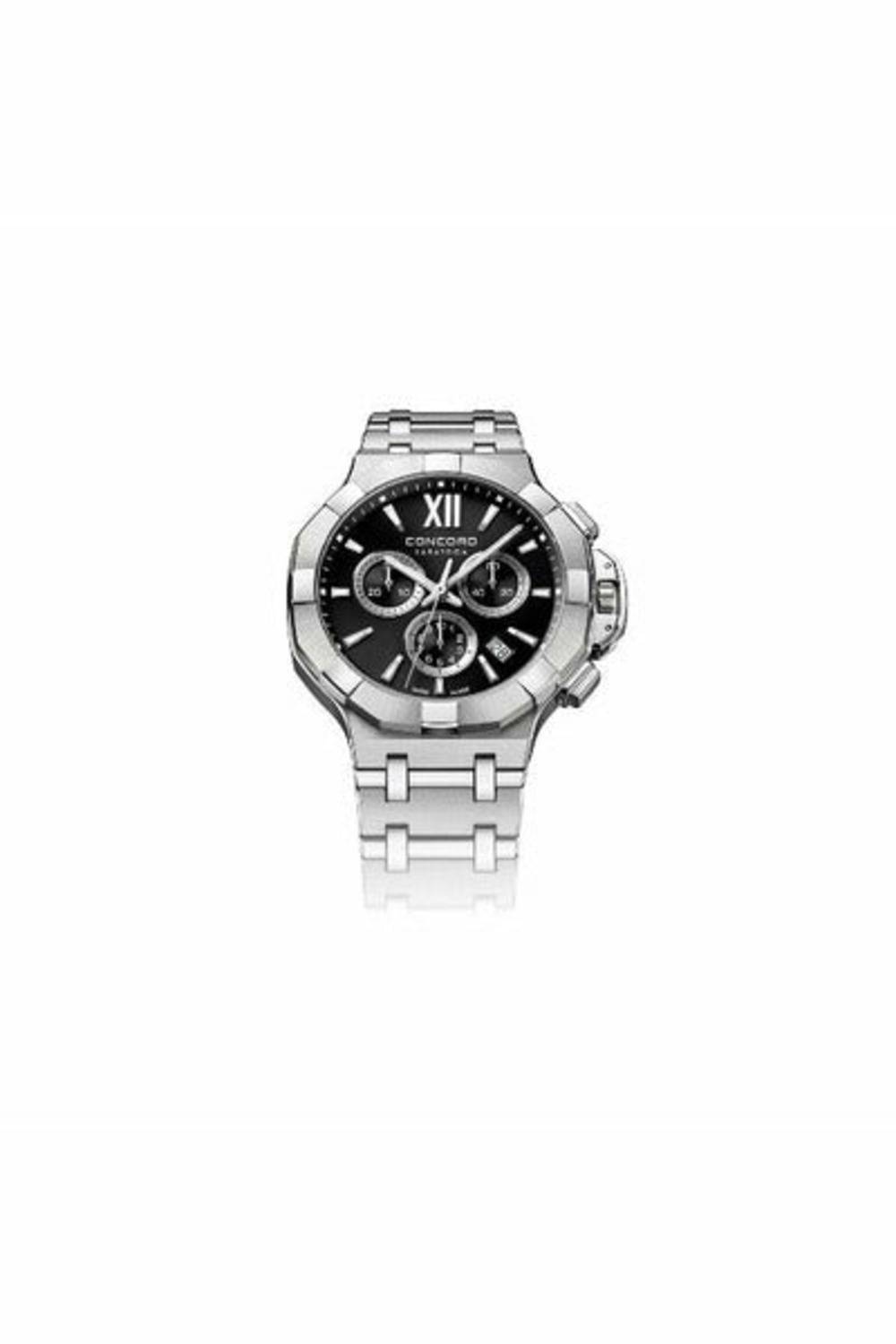 concord saratoga chrono automatic black dial 43mm men's watch