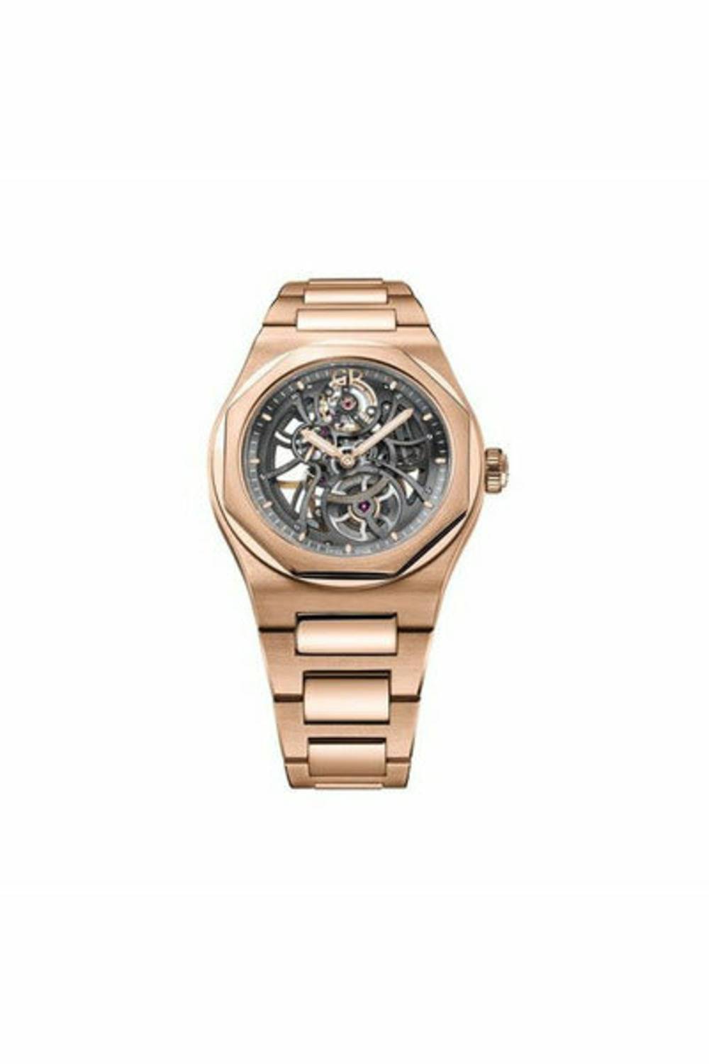 girard perregaux laureato skeleton 42mm 18k rose gold men's watch