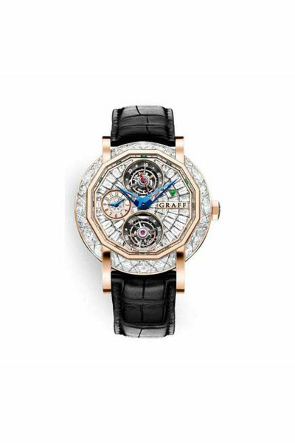 graff double tourbillon gmt 47mm 18k rose gold men's watch