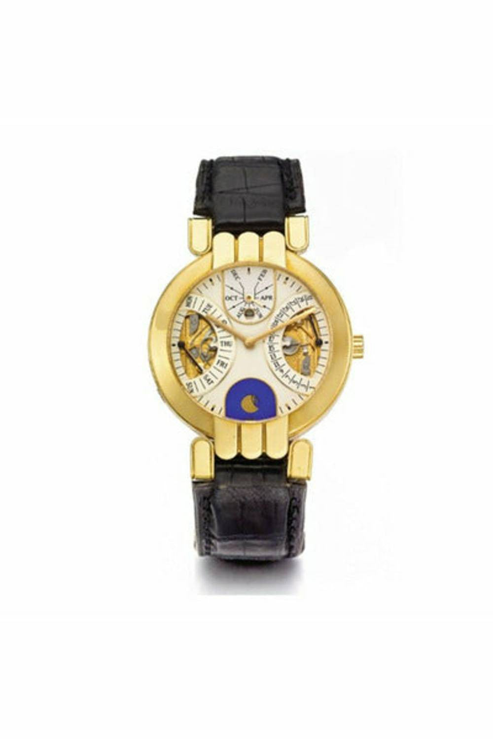 harry winston yellow gold retrograde perpetual calendar moon phase circa 2005