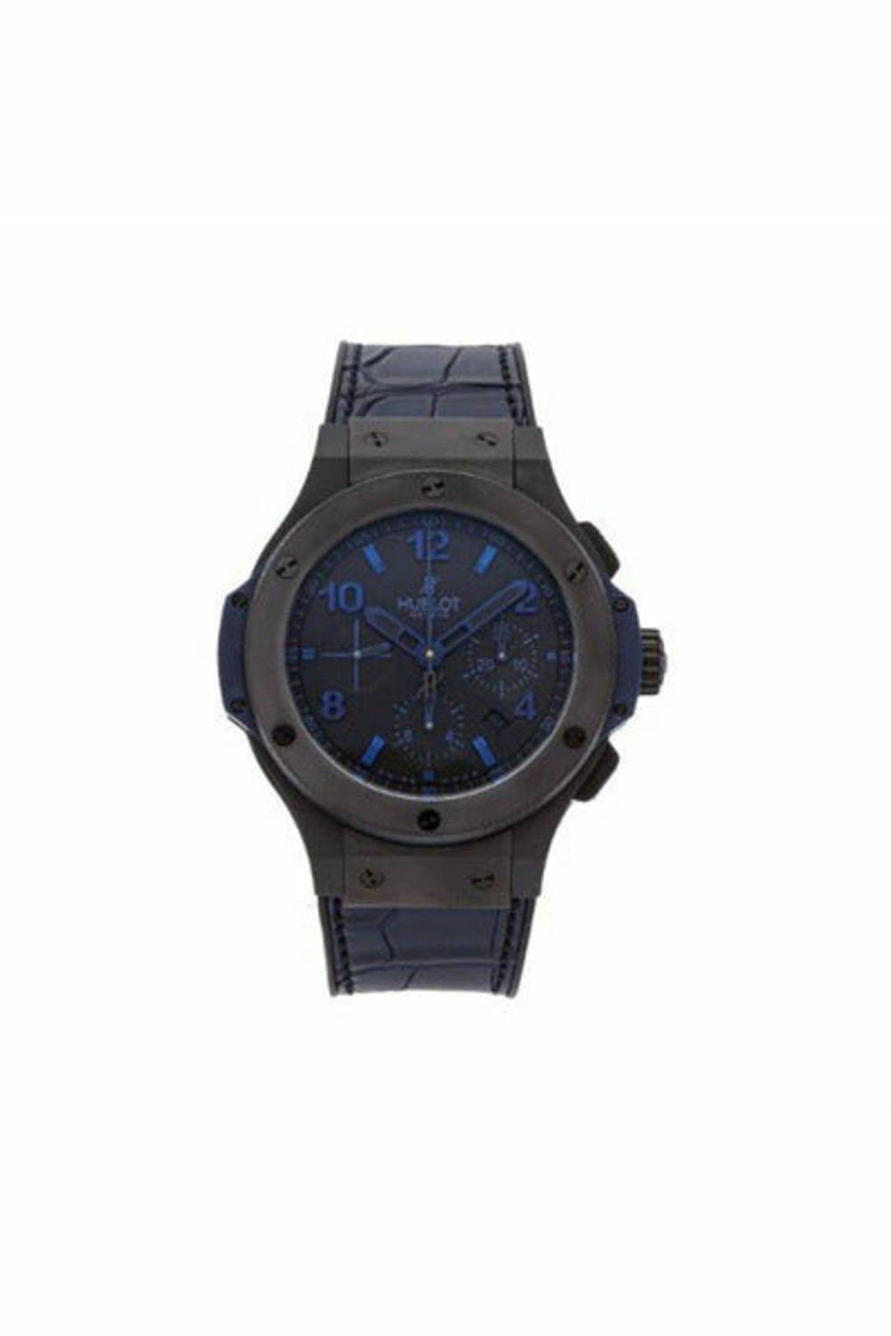 hublot big bang all black blue limited edition 44mm black ceramic men's watch