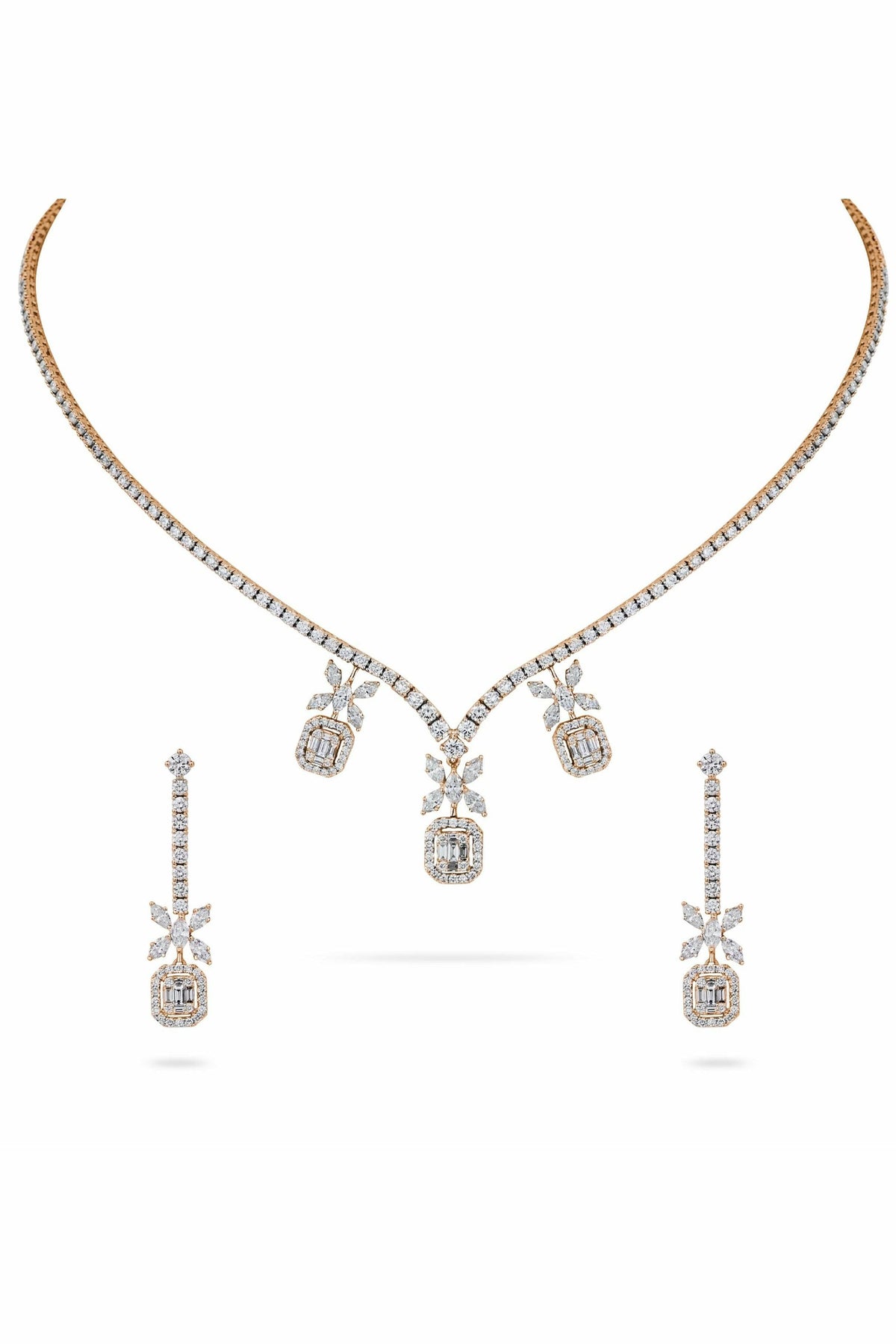 illusion necklace with matching earrings