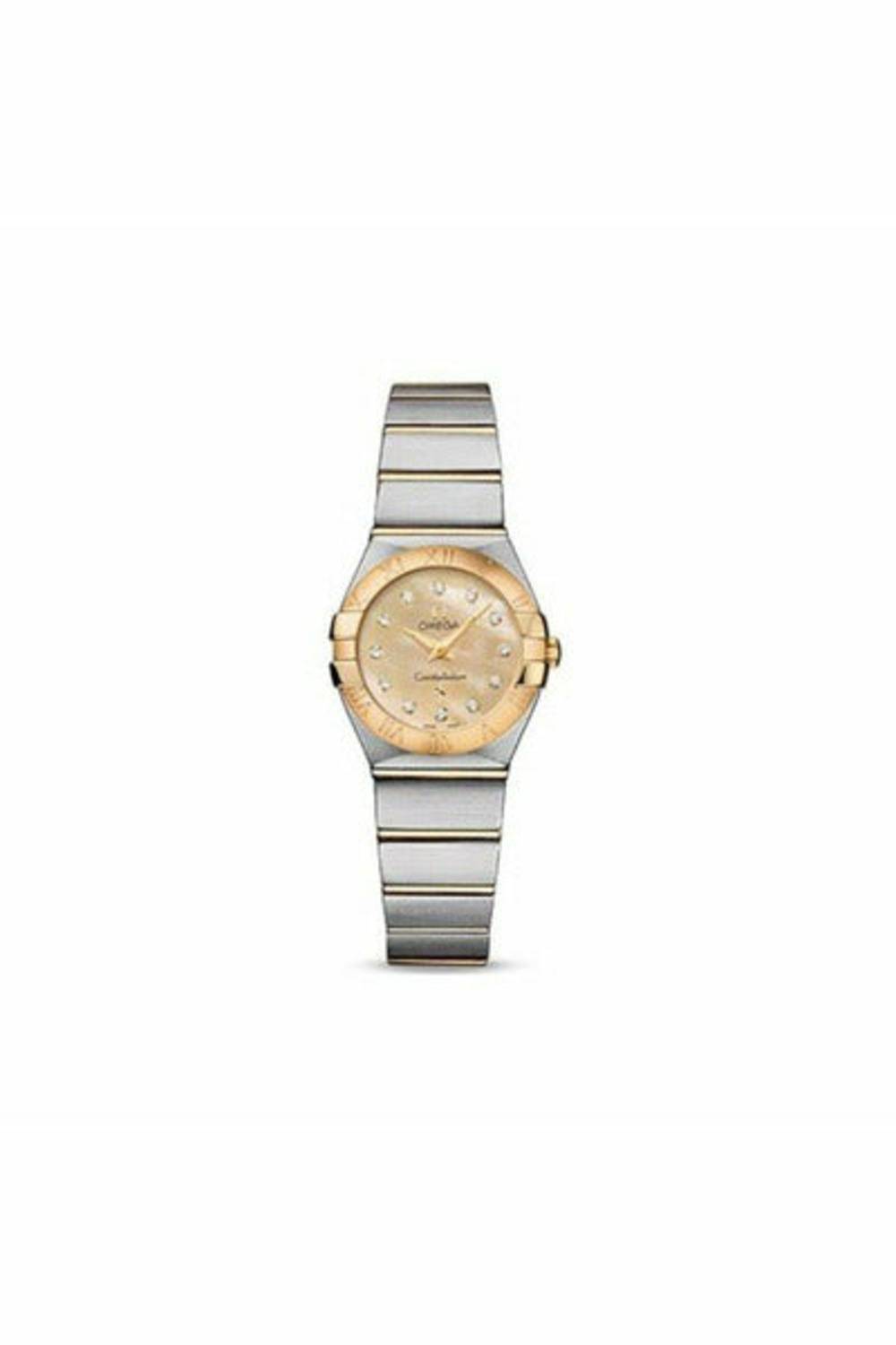 omega constellation stainless steel & 18kt yellow gold 24mm ladies watch