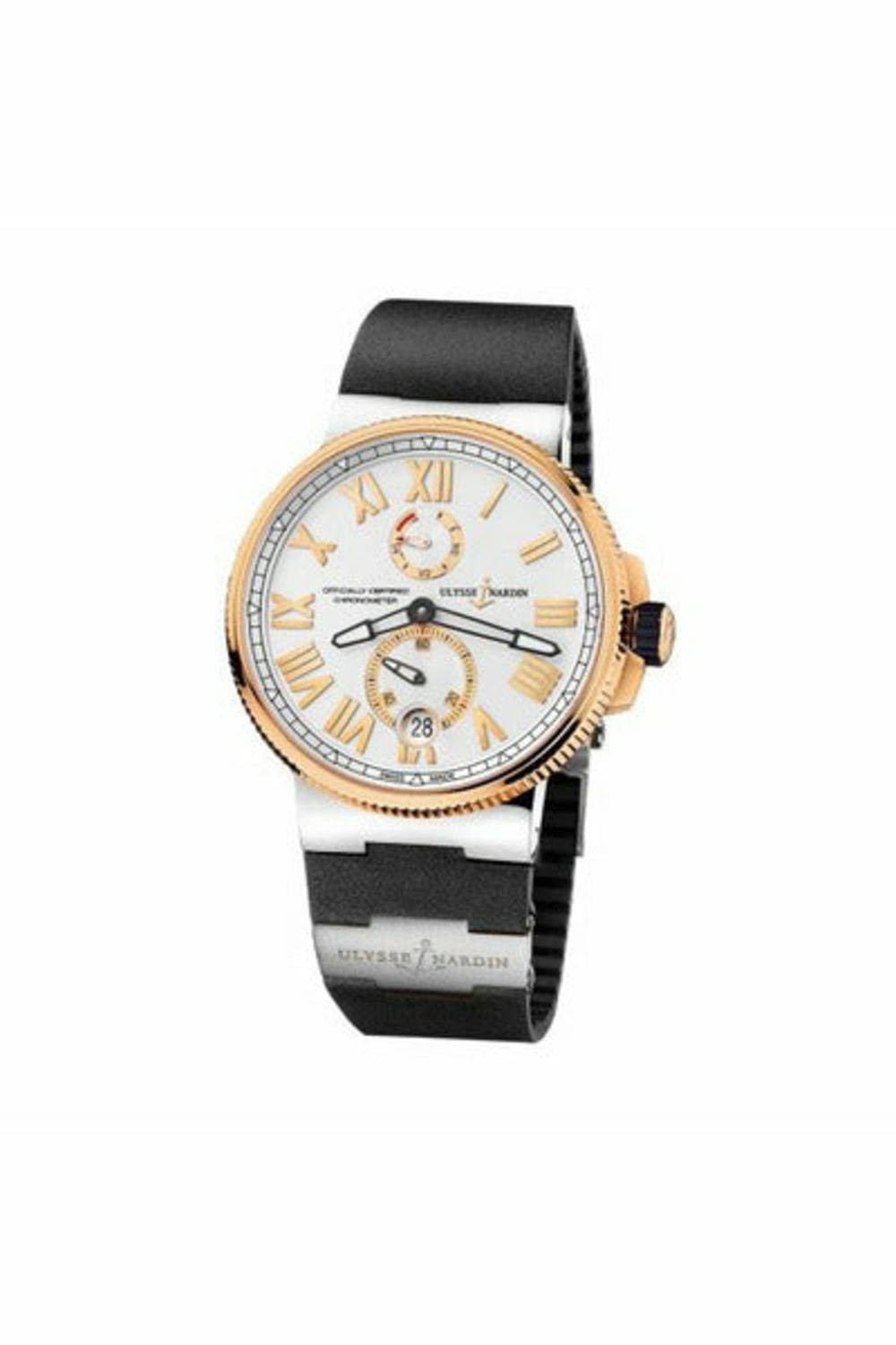 ulysse nardin marine chronometer manufacture 45mm stainless steel & 18kt rose gold men's watch