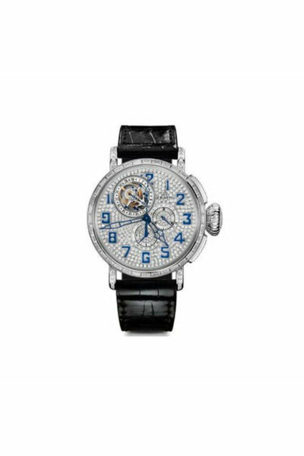 zenith pilot type 20 tourbillon diamond 18kt white gold 48mm men's watch