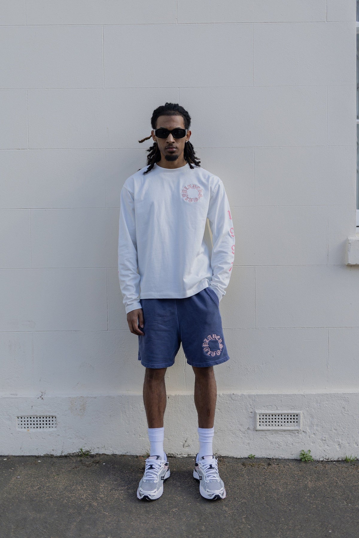 PLAYERS ONLY WASHED NAVY EMBROIDERED SHORTS — Small — Top View