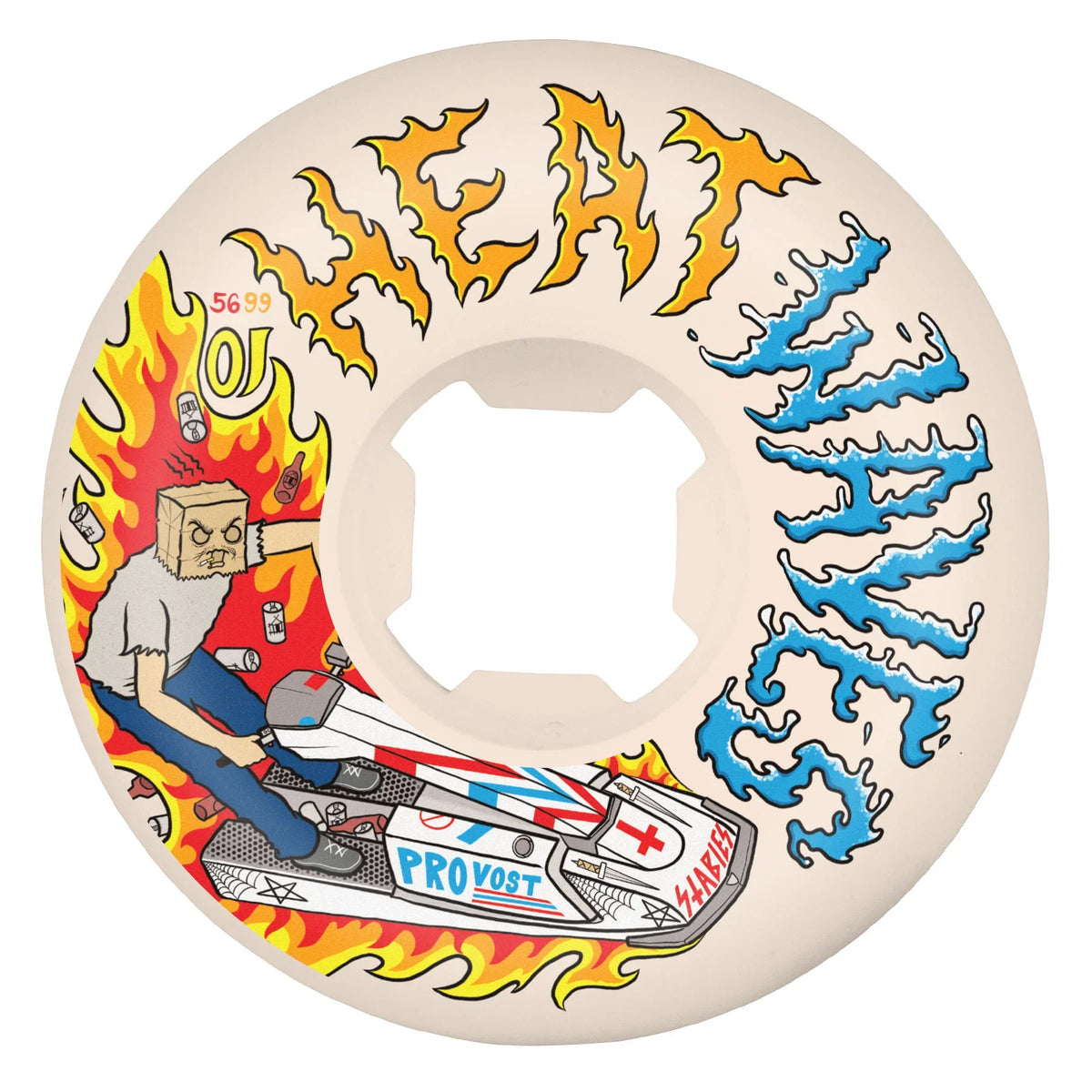 OJ Wheels 56mm Collin Provost Elite Full Combo 99a skateboard wheels — Heat Waves artwork by Sam Hitz on OJ's widest Full Combo shape, set of 4