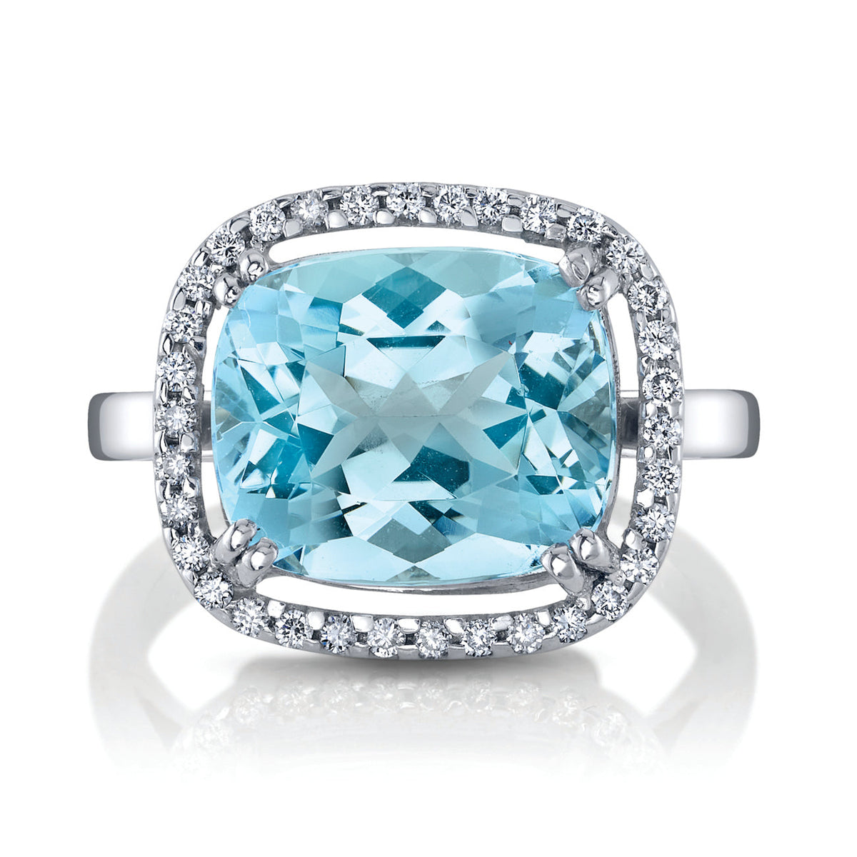 deBoulle Collection Aquamarine and Pavé Diamond Ring
