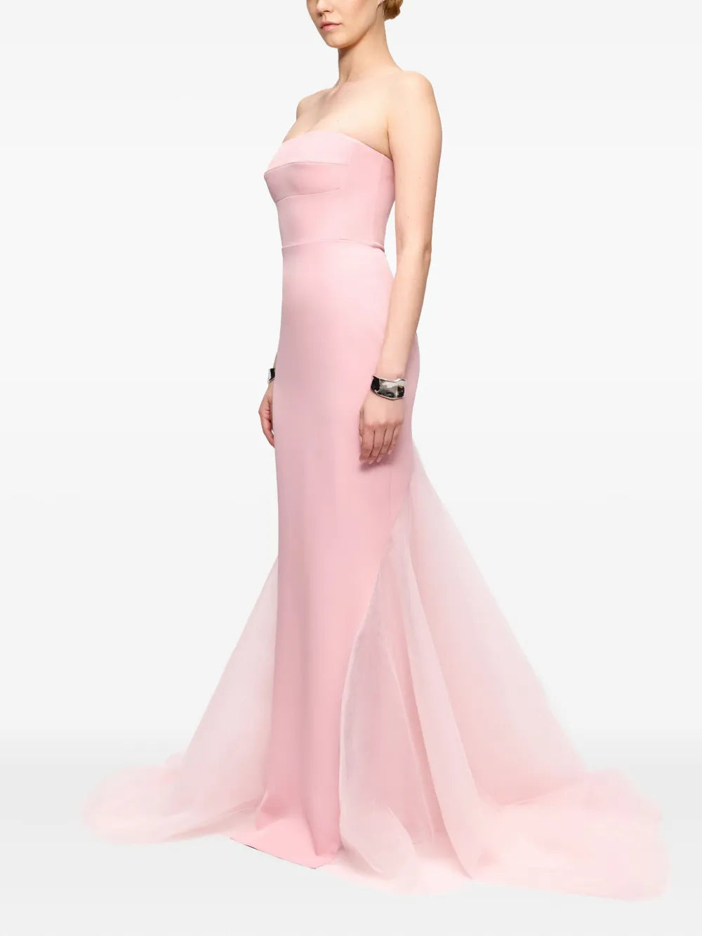 V:PM ATELIER Strapless Tulle-Paneled Gown