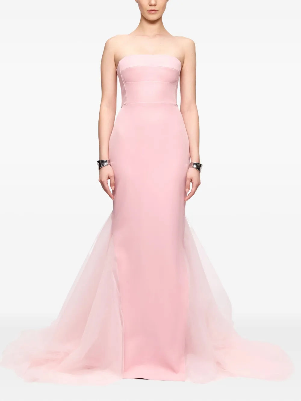 V:PM ATELIER Strapless Tulle-Paneled Gown