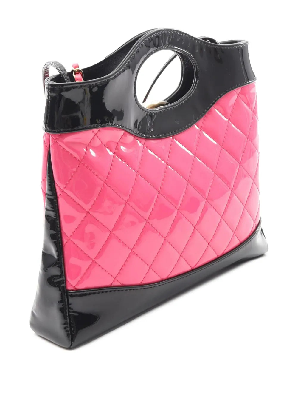 Pre-OwnedCHANEL Pre-Owned2021-2025 Mini Bicolor Quilted Patent 31 Shopping Bag satchel