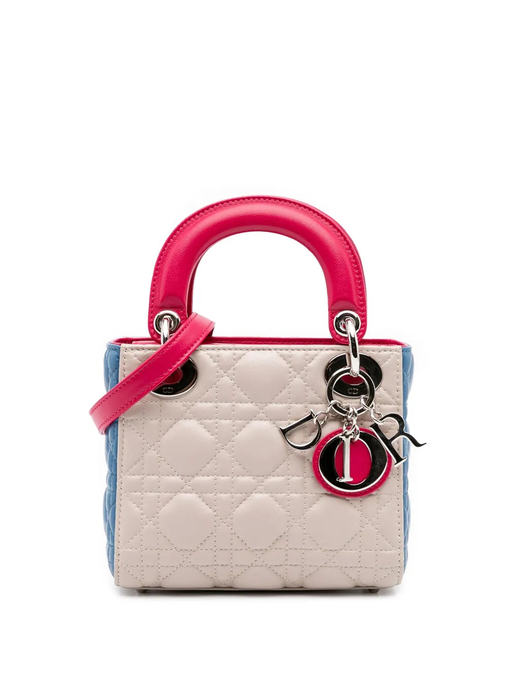 Pre-OwnedChristian Dior Pre-Owned2014 Mini Tricolor Lambskin Cannage Lady Dior satchel