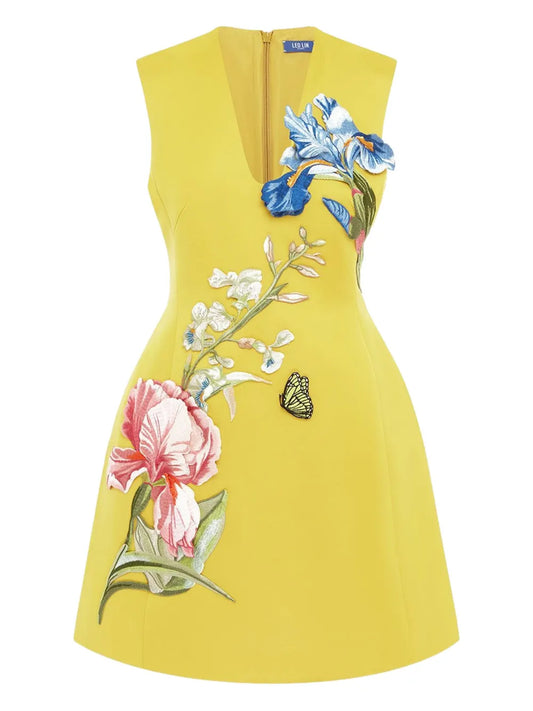 Leo Lin Floral-Butterfly Mini Dress