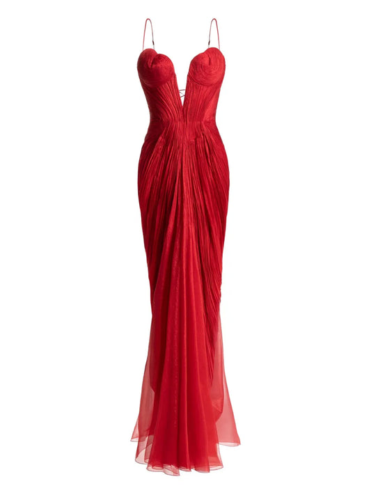 Maria Lucia Hohan Cecilia Plunge-Neck Maxi Dress