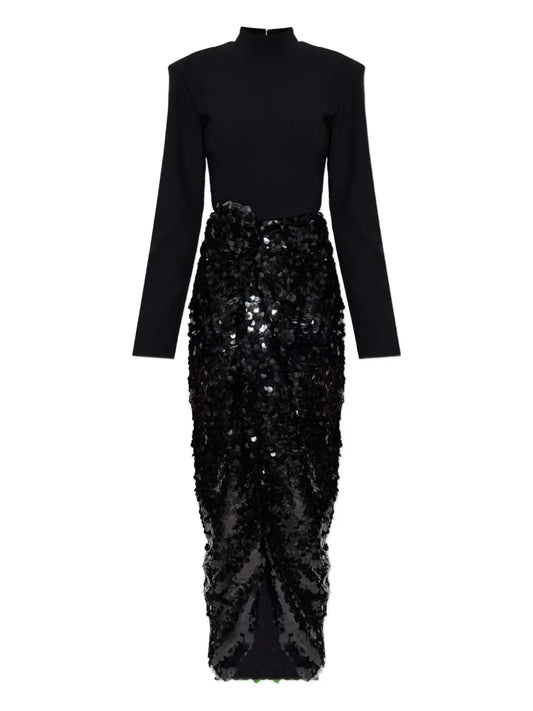 ROTATE BIRGER CHRISTENSEN Knot-Detail Sequin Maxi Dress