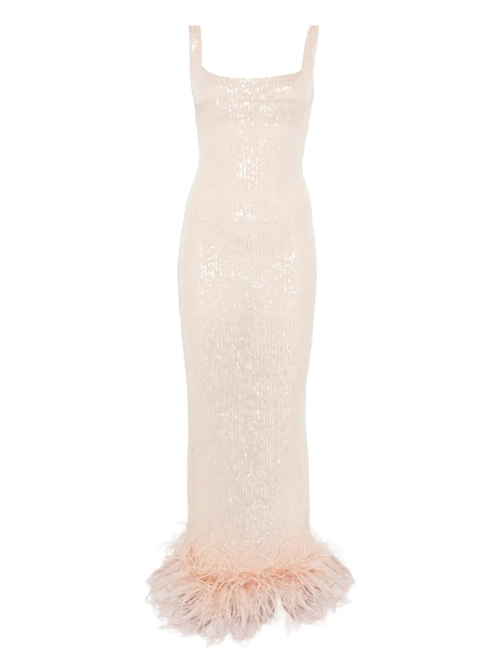 Atu Body Couture Squinned Feather-Trim Gown