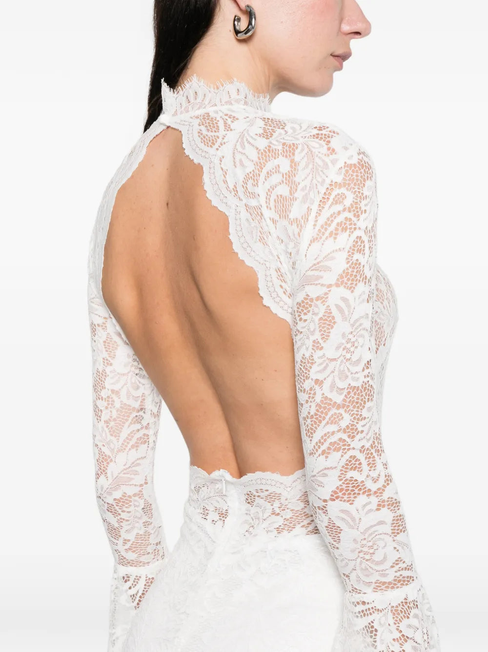 MIAU by Clara Rotescu Lace Flared Maxi Dress