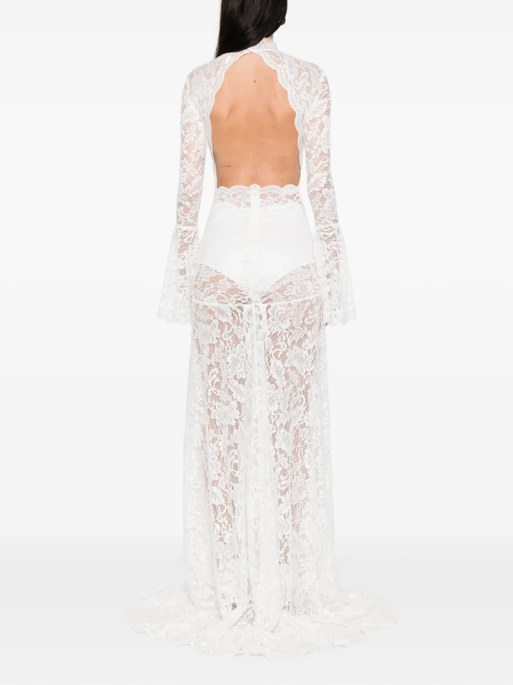 MIAU by Clara Rotescu Lace Flared Maxi Dress