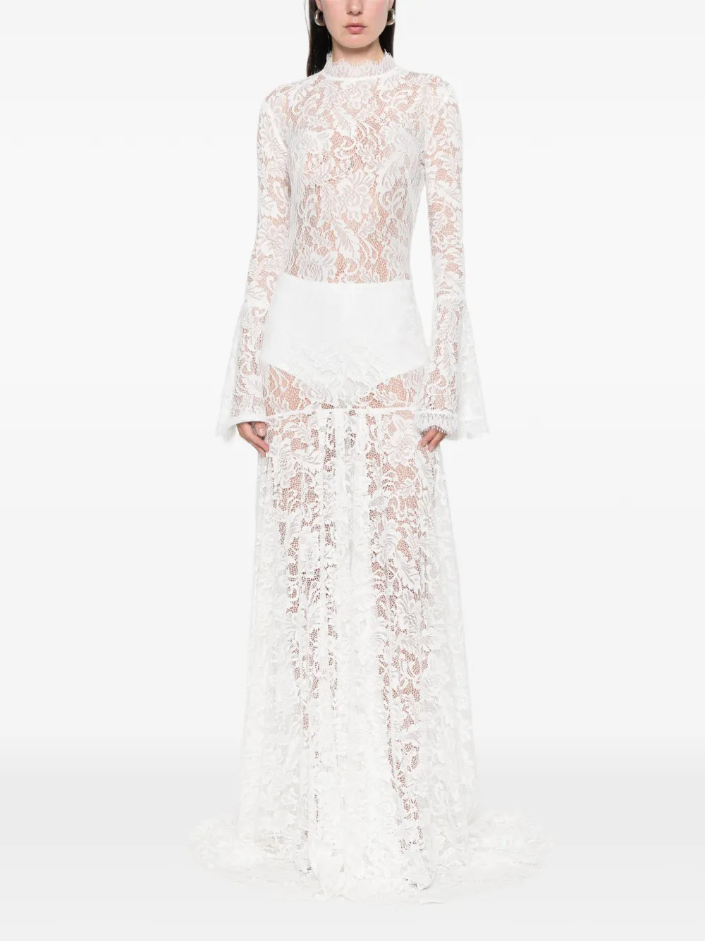 MIAU by Clara Rotescu Lace Flared Maxi Dress