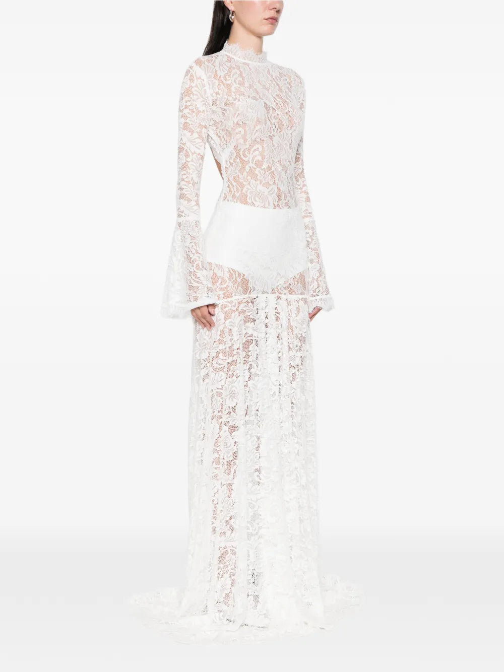 MIAU by Clara Rotescu Lace Flared Maxi Dress