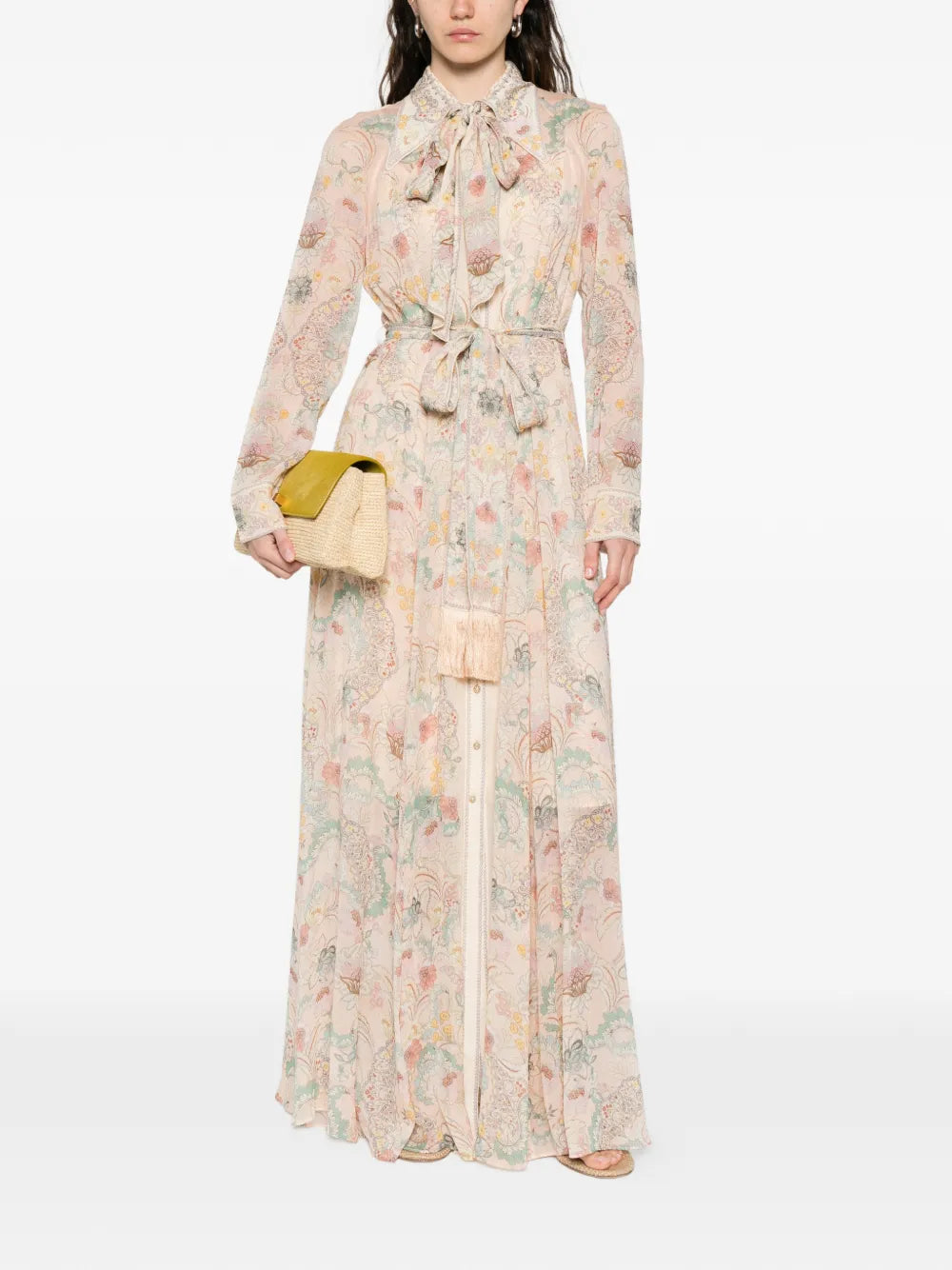 ZIMMERMANN Floral-Print Tie-Neck Maxi Dress