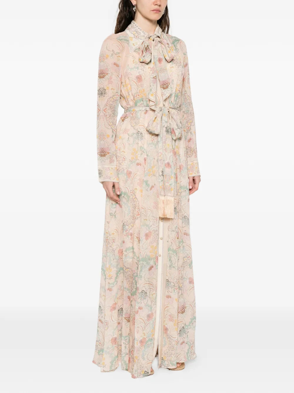 ZIMMERMANN Floral-Print Tie-Neck Maxi Dress