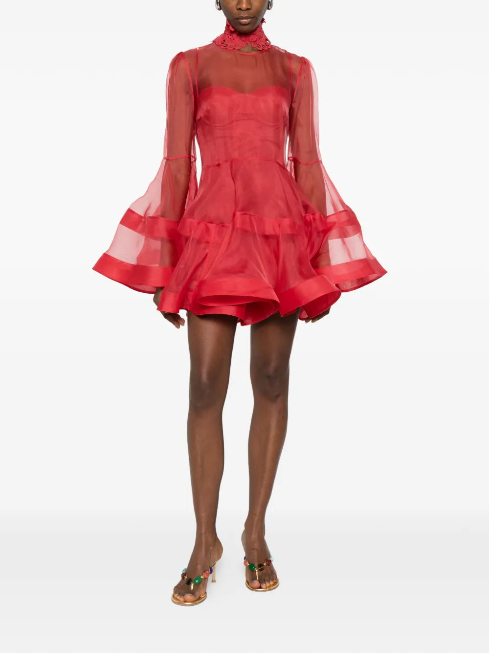 ZIMMERMANN Rebellion Lantern Lace-Collar Layered Mini Dress