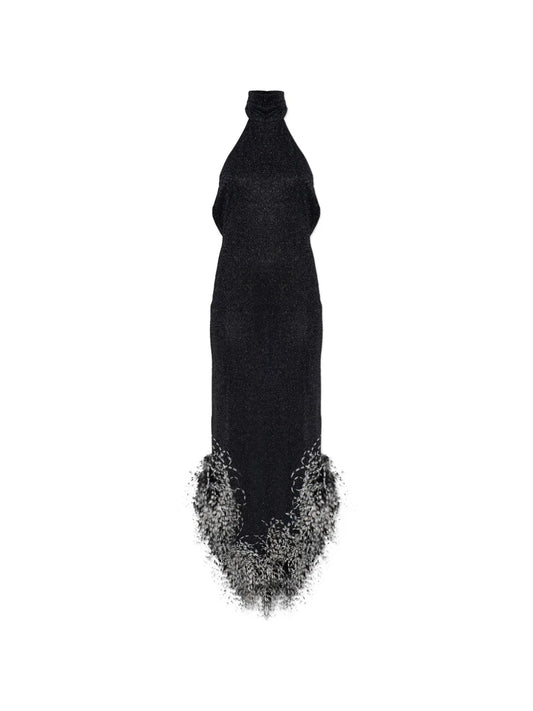 Os?ee Feather Halterneck Dress