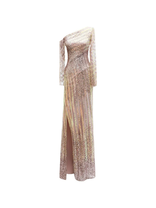 Gemy Maalouf Asymmetrical Beaded Gown