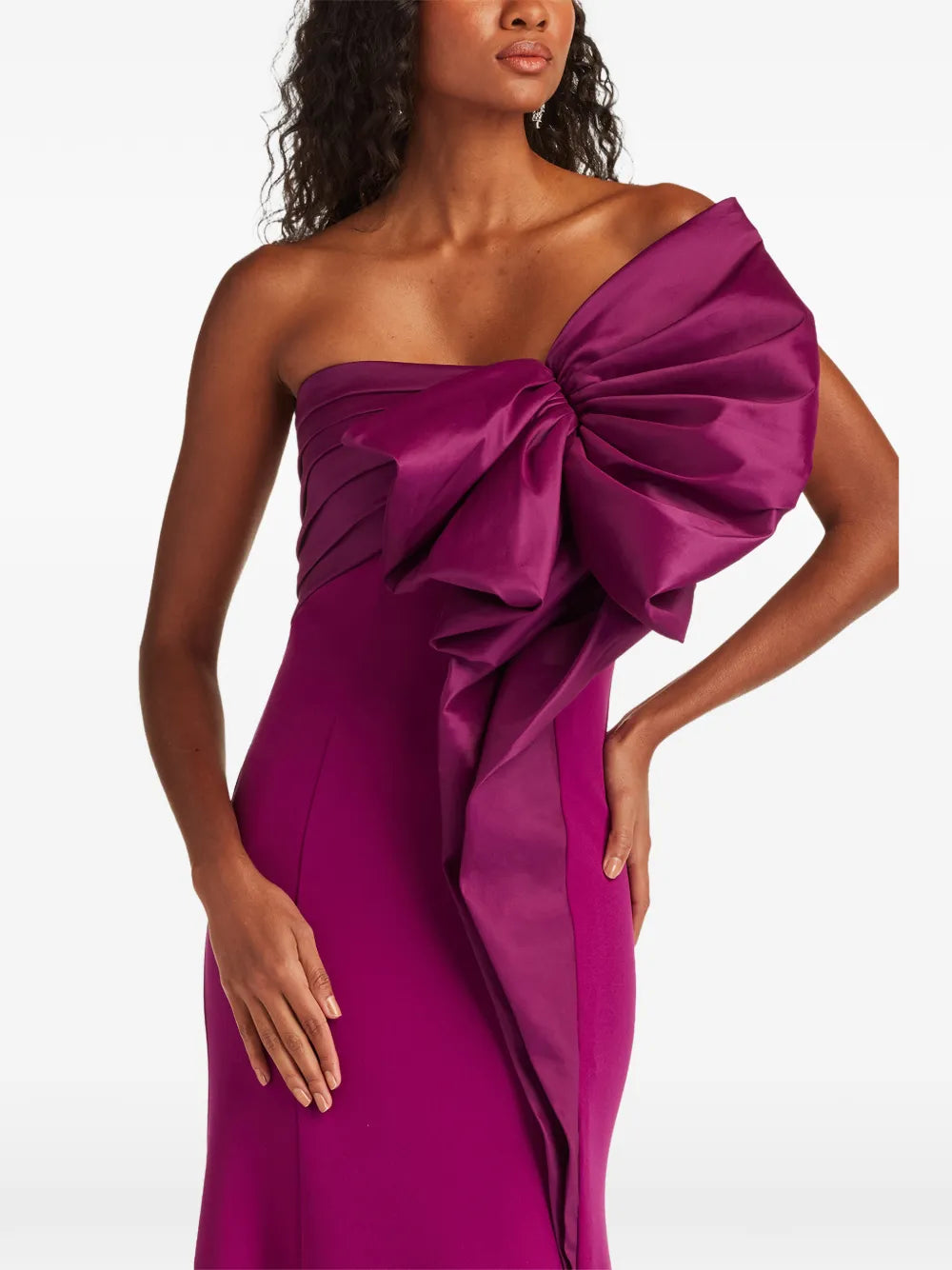 Tadashi Shoji Bow One-Shoulder Maxi Dress